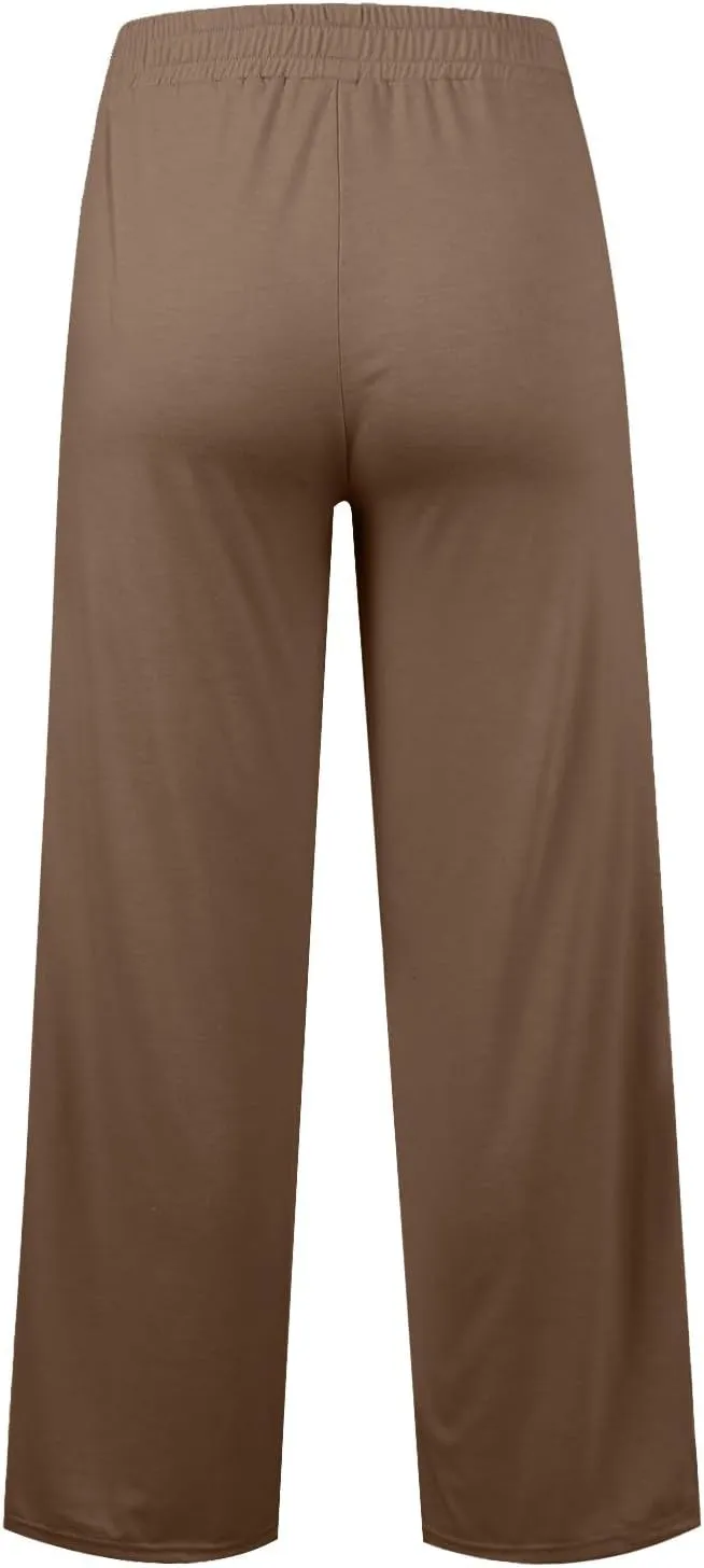 2024 Causal Women's Wide Leg Yoga Pants High Waisted Drawstring Elastic Loose Sweatpants Joggers Pant with Pockets