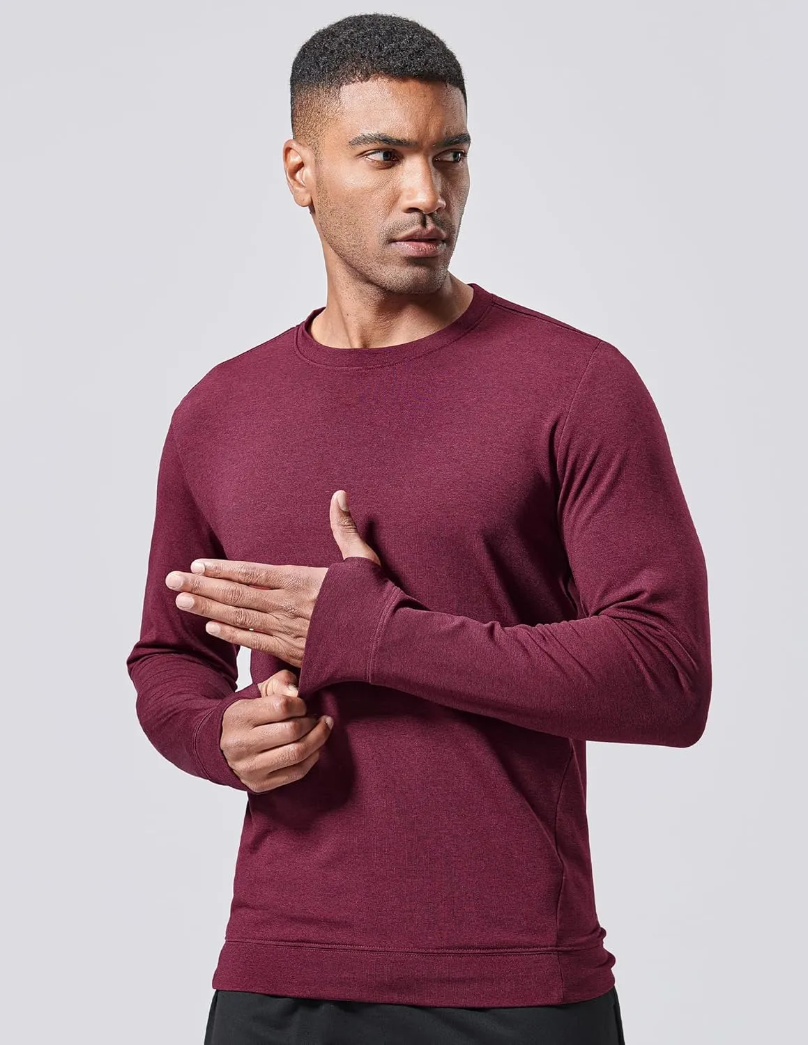 3-Pack Thermal Fleece Active Long Sleeve Shirts for Men, Athletic Crewneck Pullover Sweatshirts