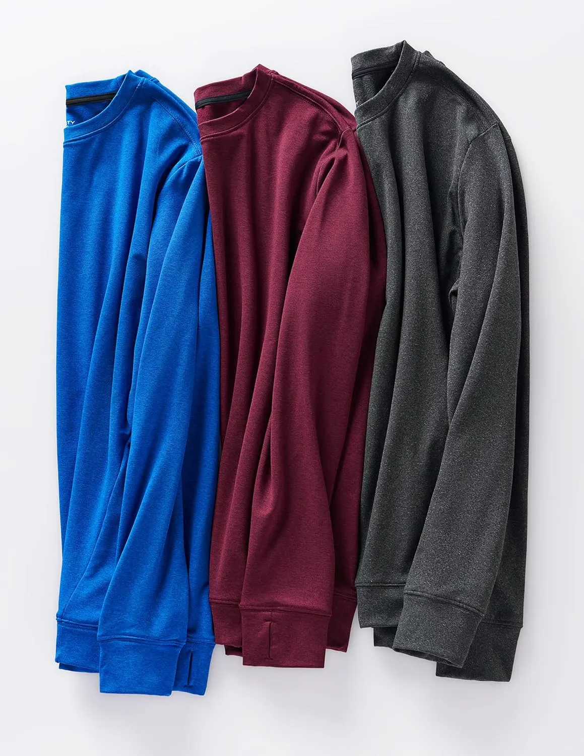3-Pack Thermal Fleece Active Long Sleeve Shirts for Men, Athletic Crewneck Pullover Sweatshirts