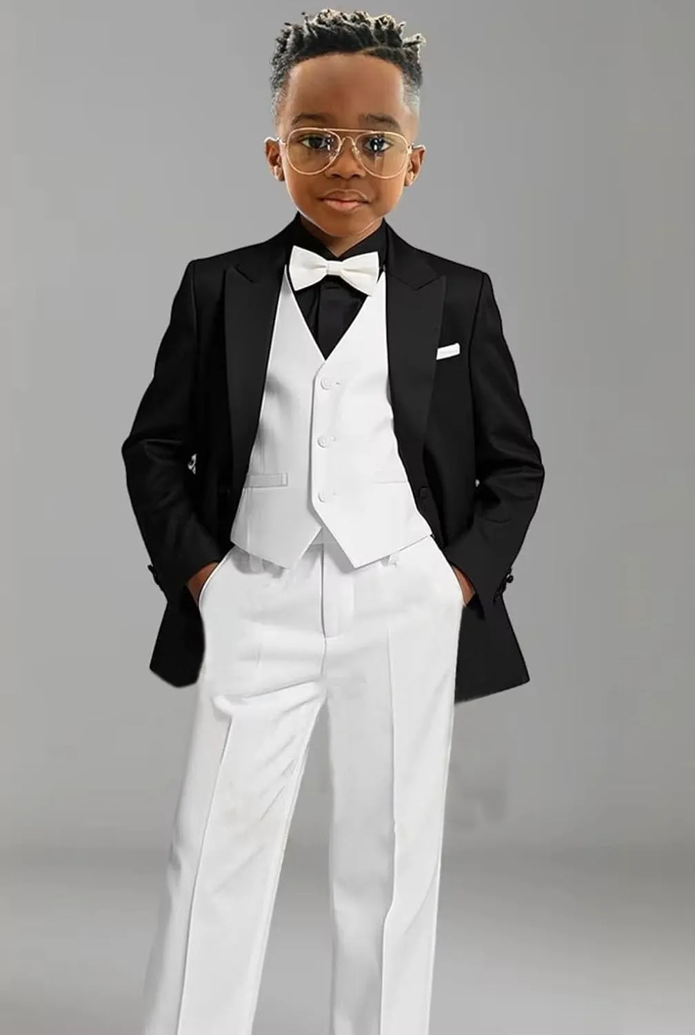 3 Piece Boys' Suits Set Kids Toddler Formal Wedding Party Birthday Dressy Tuxedo Jacket Vest Pants Set