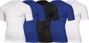 5 Pack Mens Slimming Body Shaper Shirt Compression Shirt Tummy Control Undershirt Short Sleeve Workout Shapewear