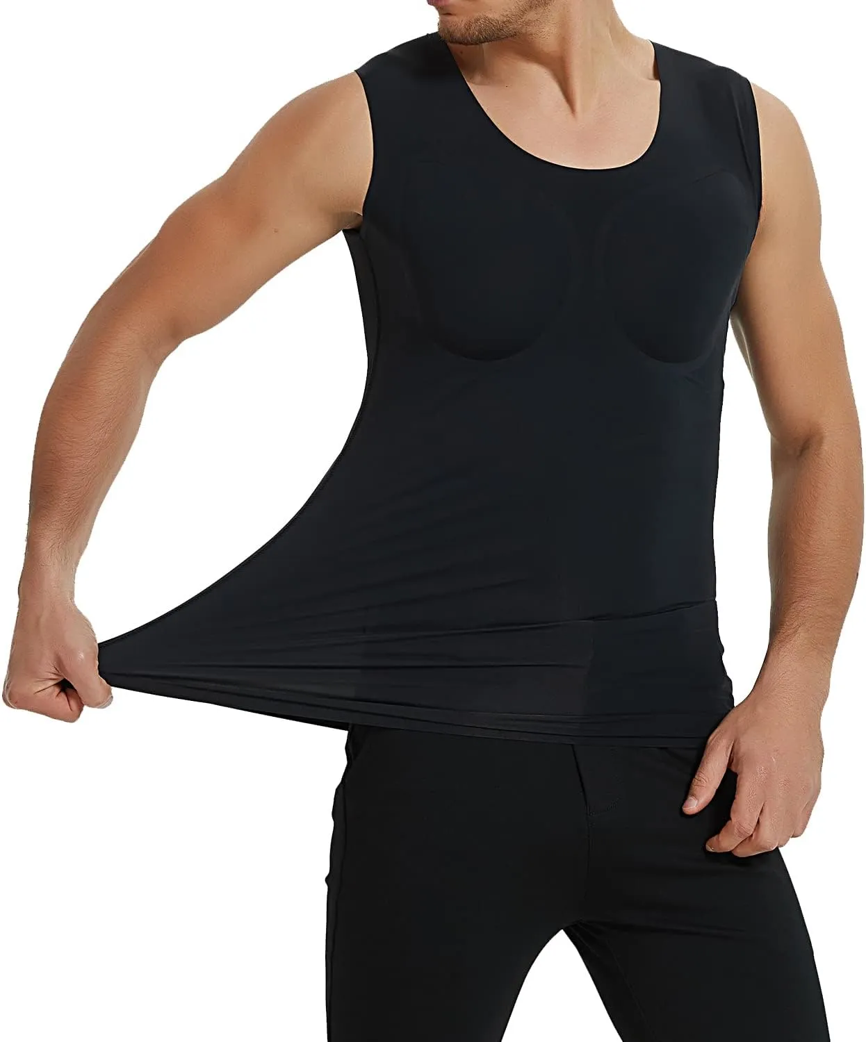 Adult Muscle Shirt False Muscle Chest Vest Enhancer Shaper Undershirt Summer Tees for Men
