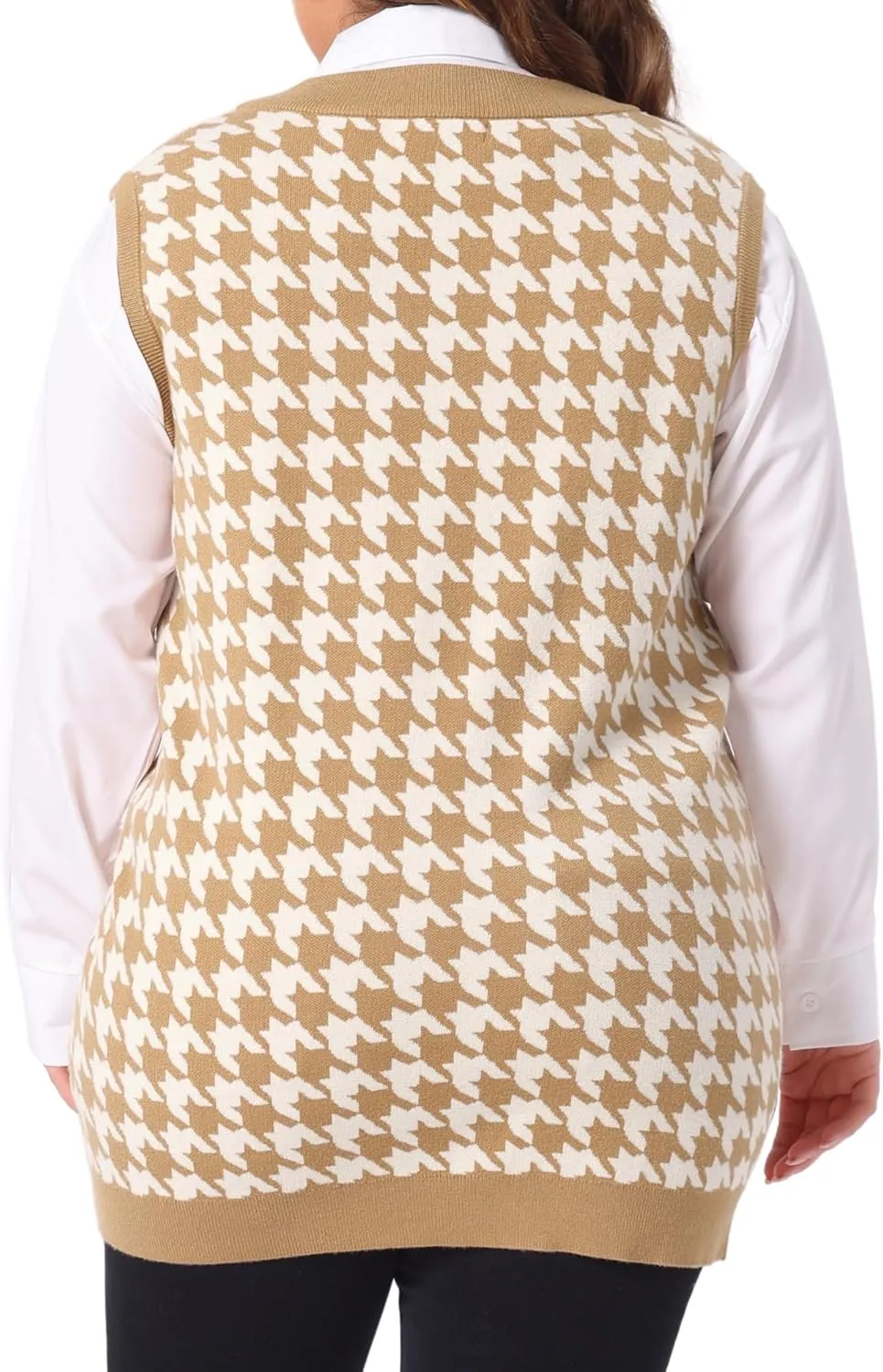 Agnes Orinda Plus Size Sweater Vests for Women V Neck Sleeveless Knit 2024 Oversized Tunic Loose Pullover Top
