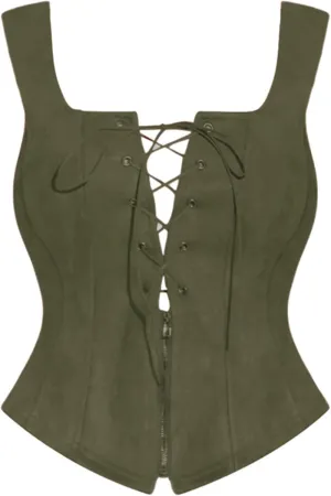 Allegra K Renaissance Corset for Women's Faux Suede Vintage Sleeveless Lace Up Waistcoat Vests