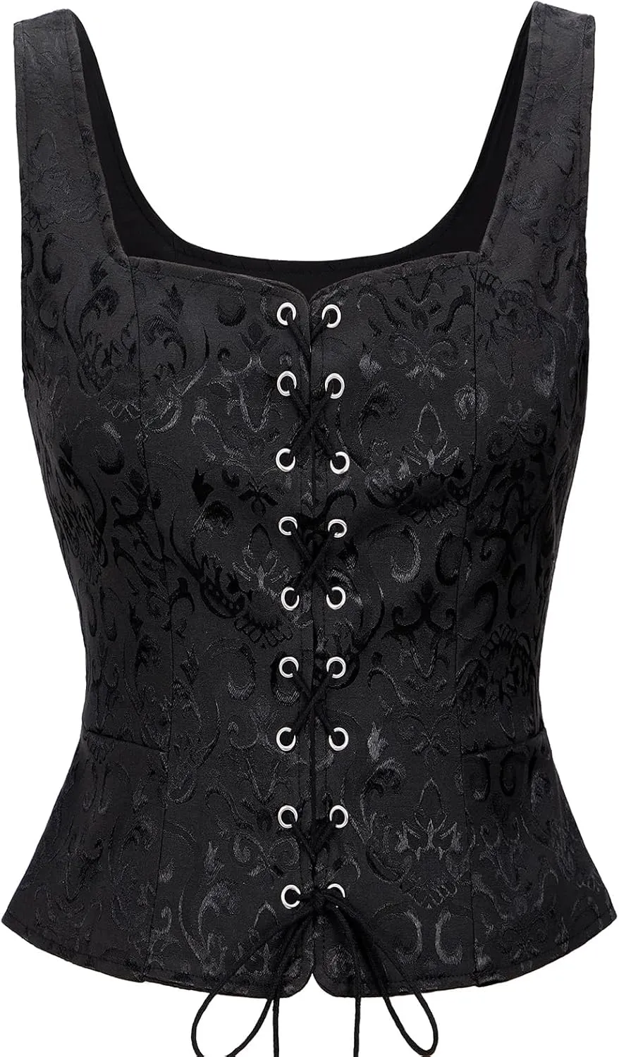 American Trends Women Pirate Renaissance Vest Cosplay Costume Waistcoat Halloween Steampunk Gothic Medieval Bodice