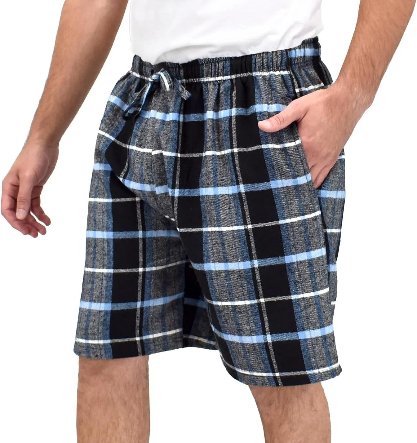 Andrew Scott Men's Cotton Flannel Knee Length Shorts | Drawstring & Pockets Boxer Sleep Shorts | Multi Packs