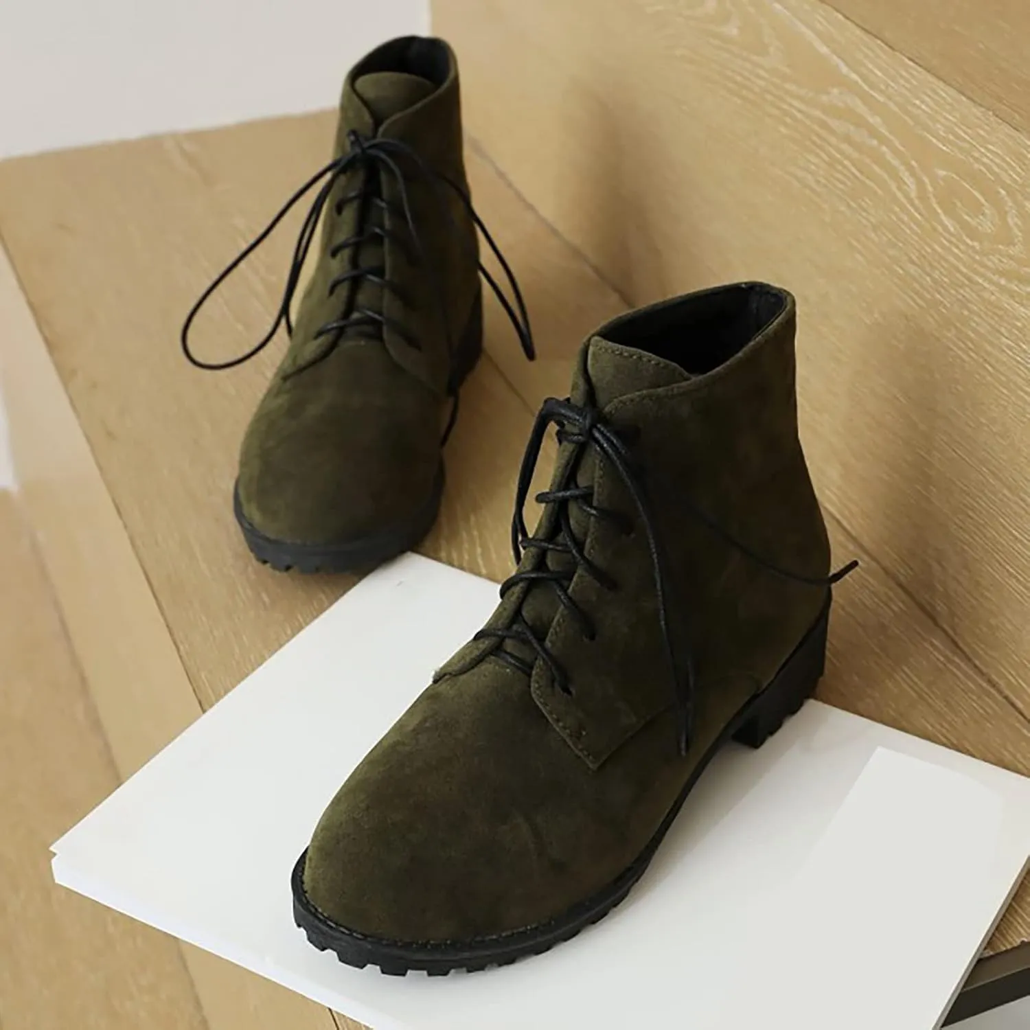 Ankle Boots for Women Black Platform Booties Oxford Boots for Women Hiking Shoes Women Casual Round Head Slip on Pointed Toe Chunky Stacked Heel