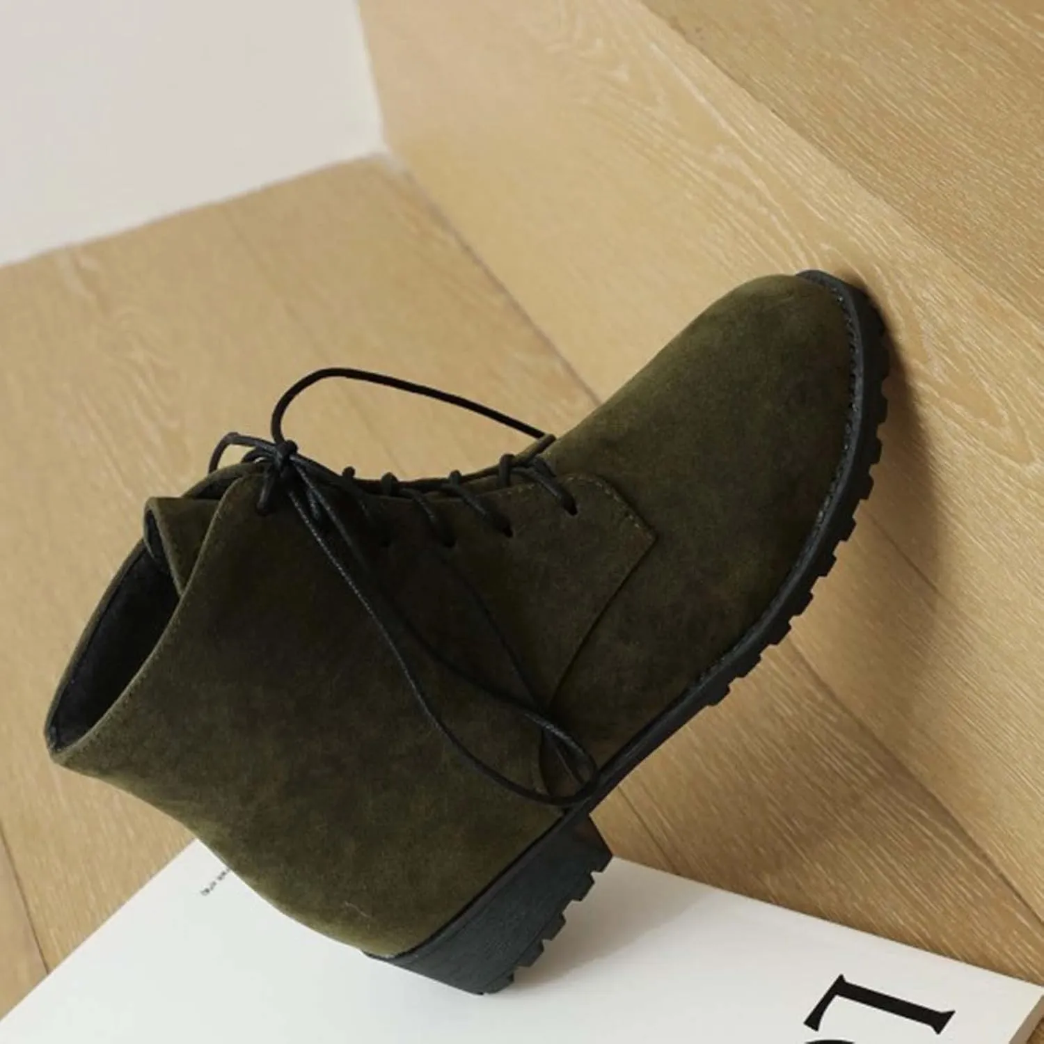 Ankle Boots for Women Black Platform Booties Oxford Boots for Women Hiking Shoes Women Casual Round Head Slip on Pointed Toe Chunky Stacked Heel