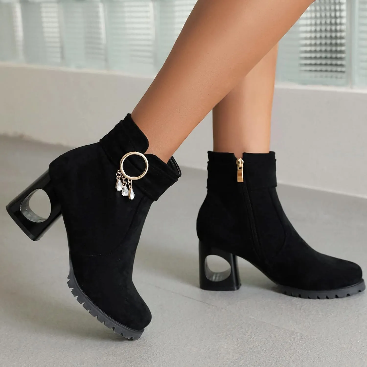 Ankle Boots for Women Womens Booties and Ankle Boot Flat Heeled Brown Boots Boot Shoe Laces Comfortable and Soft Lightweight Square Toe Slip On Side Zipper