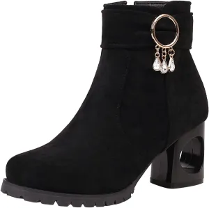 Ankle Boots for Women Womens Booties and Ankle Boot Flat Heeled Brown Boots Boot Shoe Laces Comfortable and Soft Lightweight Square Toe Slip On Side Zipper