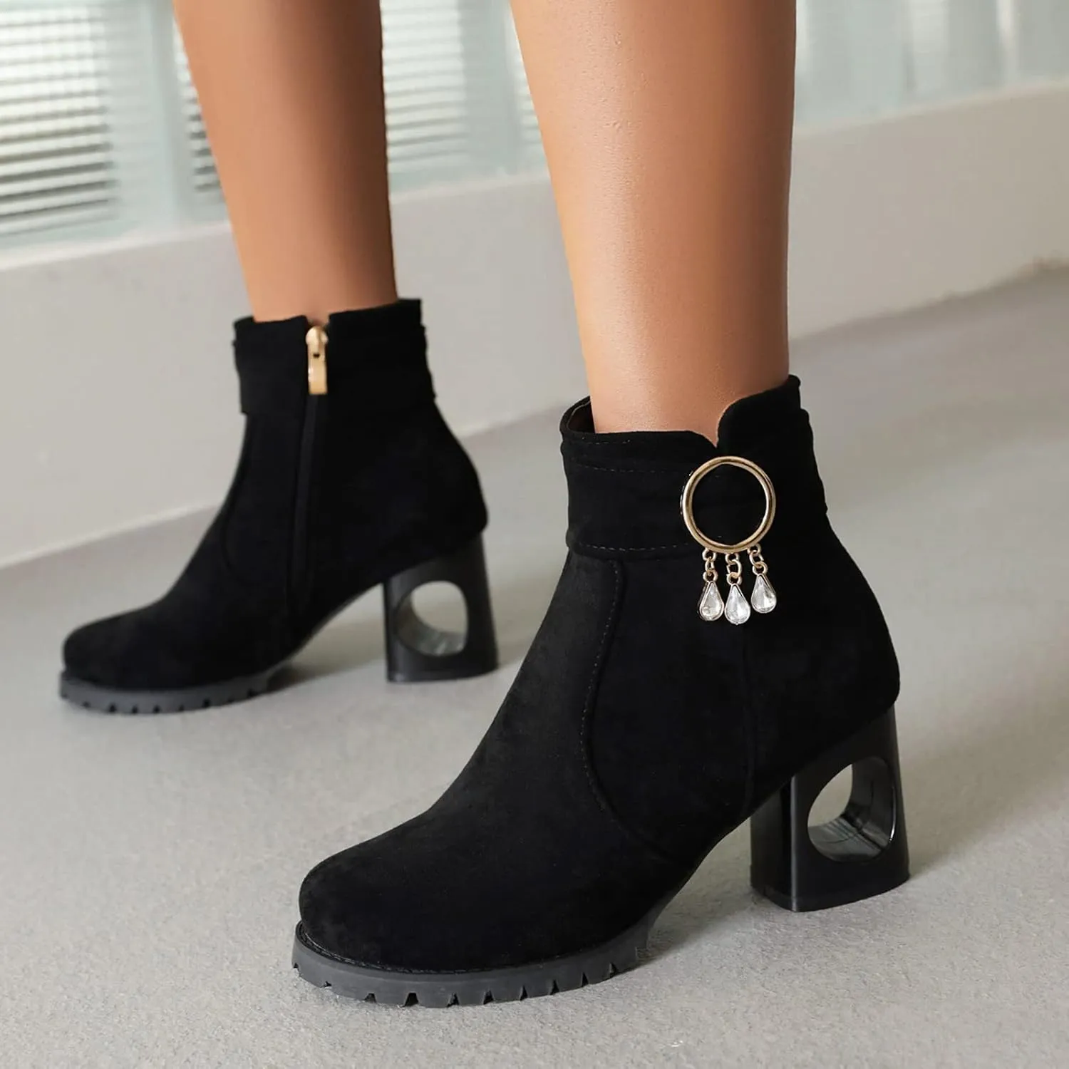 Ankle Boots for Women Womens Booties and Ankle Boot Flat Heeled Brown Boots Boot Shoe Laces Comfortable and Soft Lightweight Square Toe Slip On Side Zipper