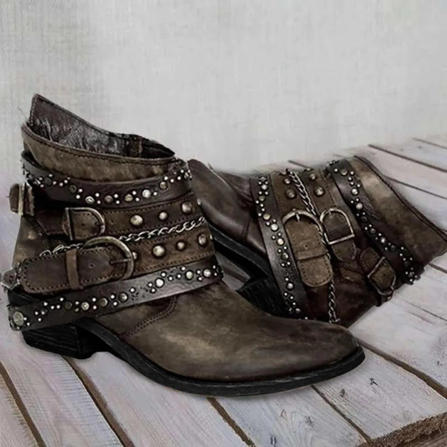 Ankle Boots for Women Womens Wedge Booties Short Boots for Women Ankle Bootie for Women with Heel Lightweight Cute Round Toe Square Toe Slip On Side Zipper