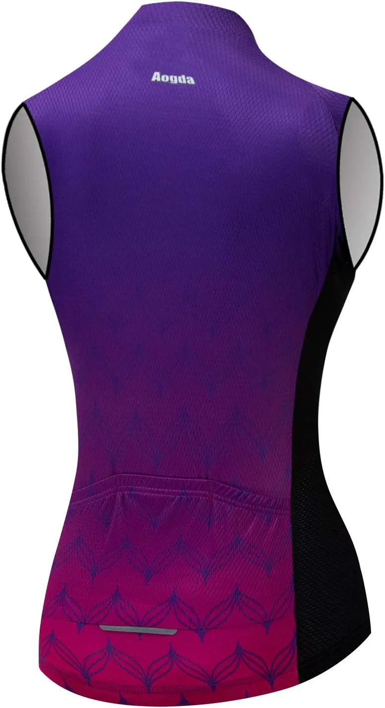 Aogda Cycling Jerseys Women Bike Shirts Team Biking Sleeveless Tops Bicycle Vests Clothing