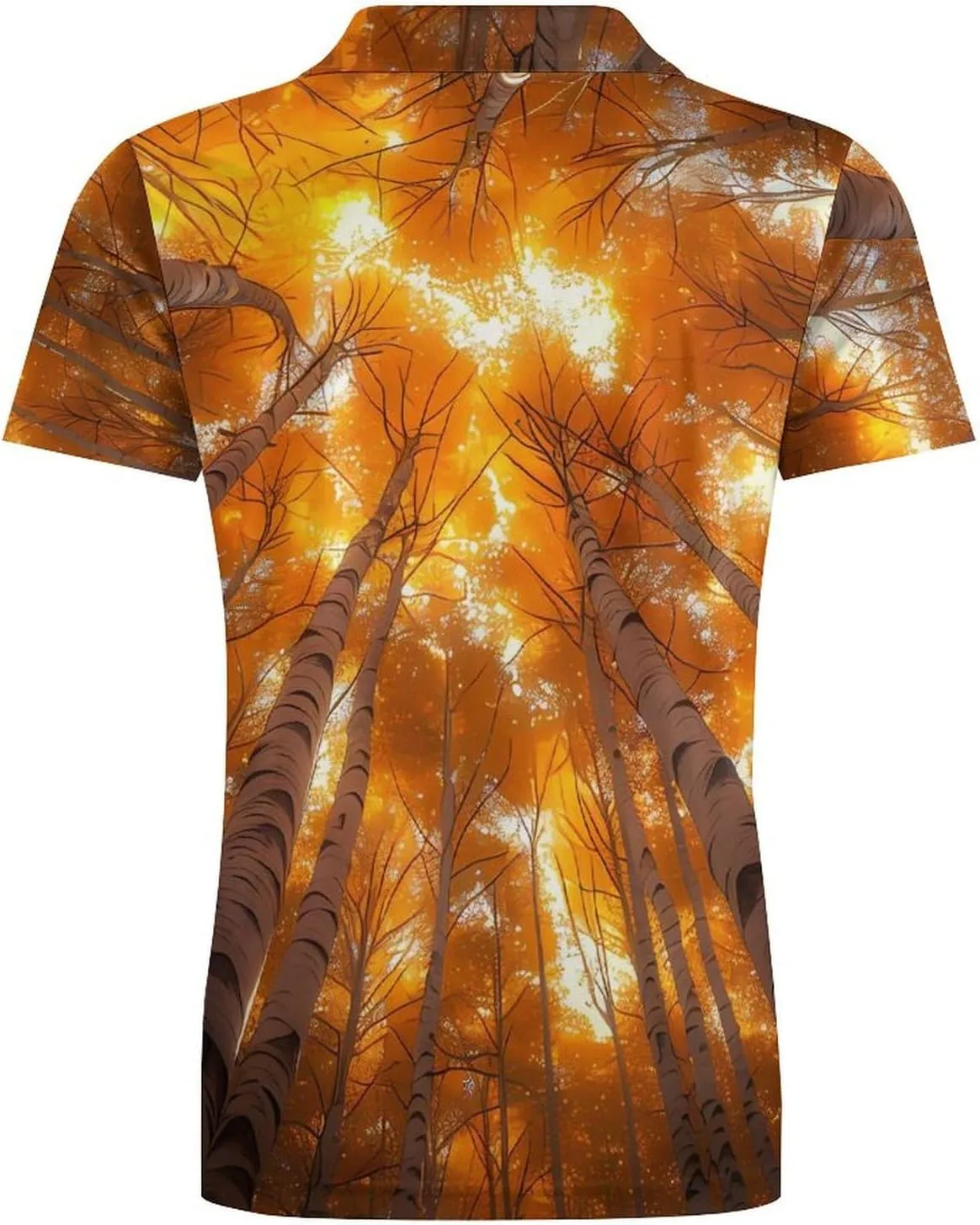 Autumn Landscape Tree Classic Polo Shirts for Men Quick Dry Short Sleeve Fit Golf Tees Casual Tops