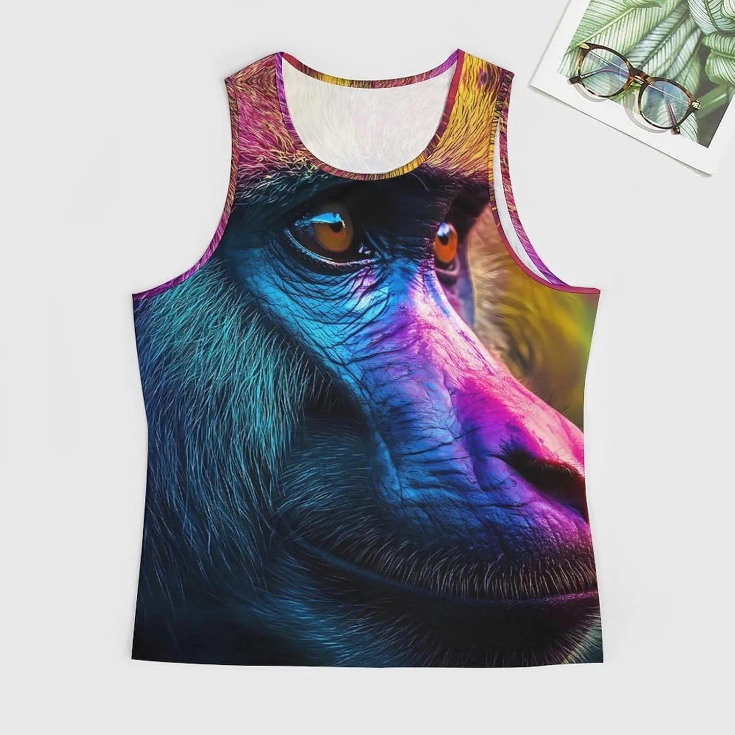 Baboon Colorful Monkey Men's Activewear Tank Tops Gym Sleeveless Muscle T Shirts Workout Tees Vest