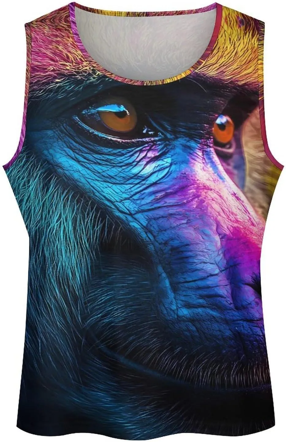 Baboon Colorful Monkey Men's Activewear Tank Tops Gym Sleeveless Muscle T Shirts Workout Tees Vest