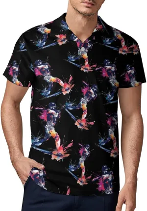 Baseball Player Classic Polo Shirts for Men Quick Dry Short Sleeve Fit Golf Tees Casual Tops