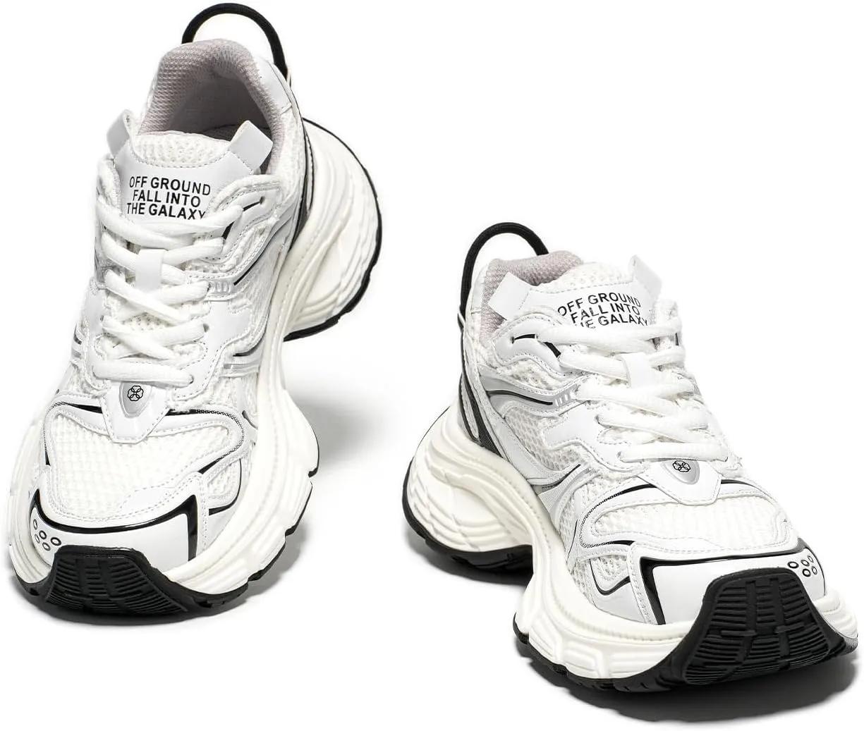BEAU TODAY Chunky Sneakers for Women, Womens Fashion Sneakers, Lightweight Leather Sneakers for Women, Comfortable Casual Lace-Up Breathable Dad Shoes