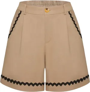 Belle Poque Bermuda Shorts for Women Trendy High Waisted Wide Leg Pleated Tailored Workout Dressy Cotton Trouser Shorts