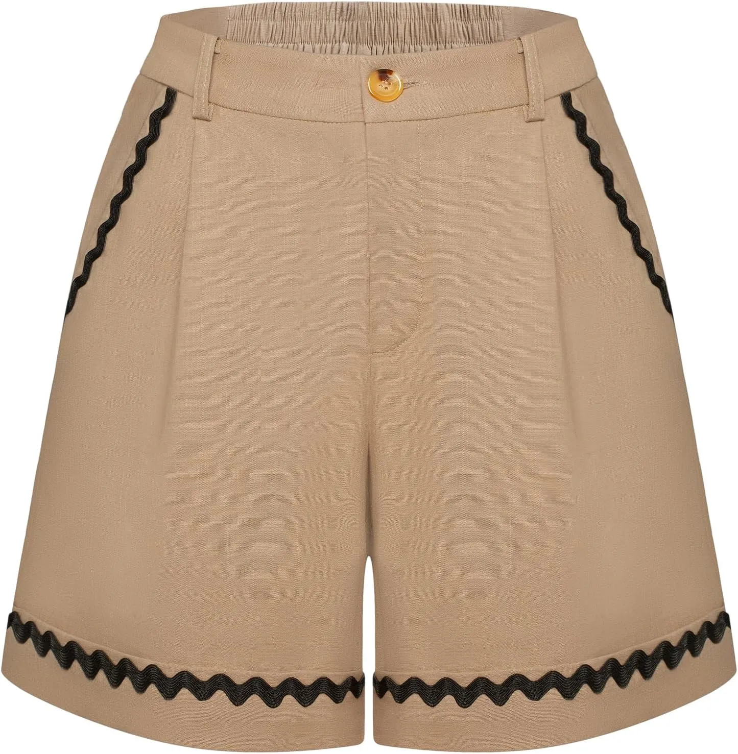 Belle Poque Bermuda Shorts for Women Trendy High Waisted Wide Leg Pleated Tailored Workout Dressy Cotton Trouser Shorts