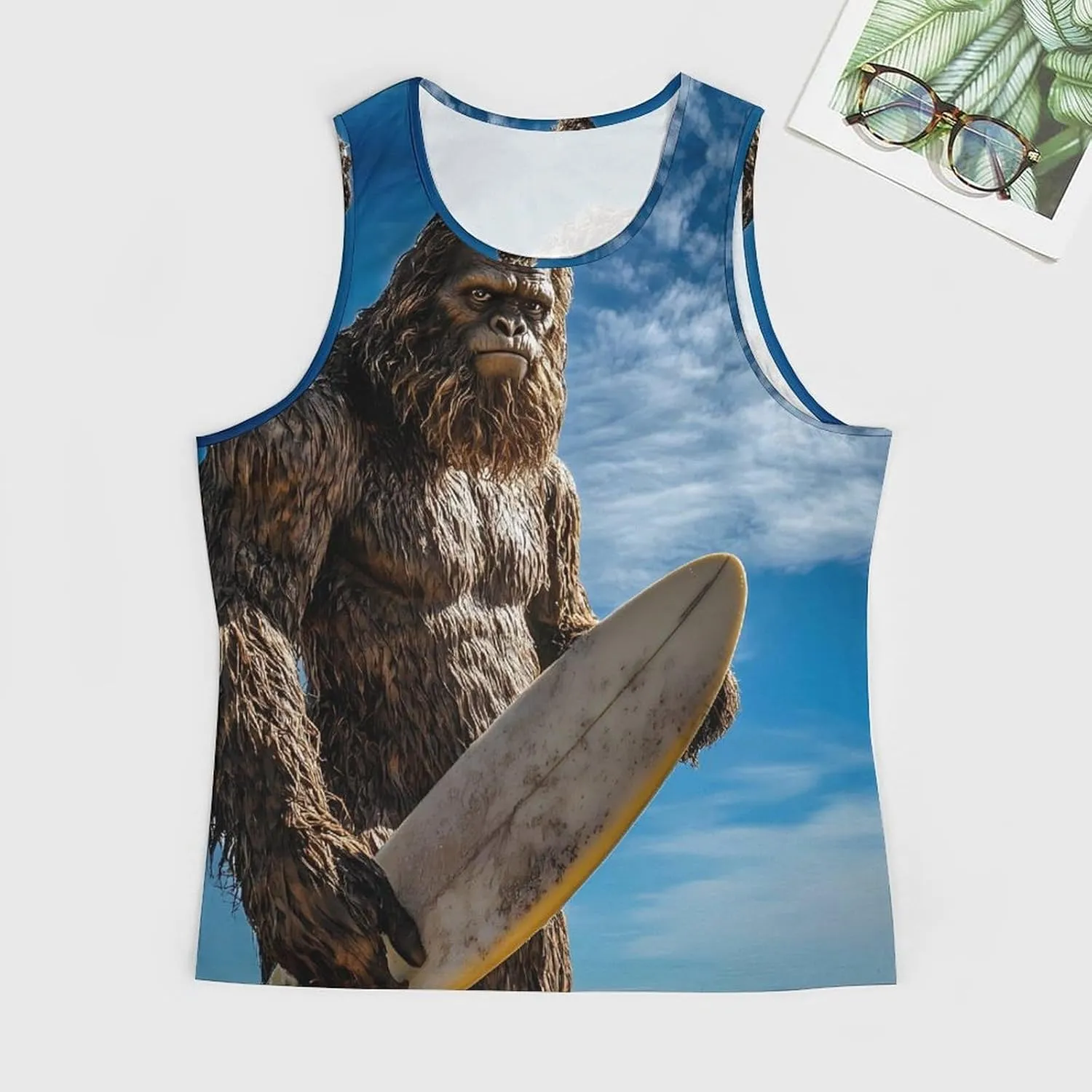 Bigfoot Surfing Beach Men's Activewear Tank Tops Gym Sleeveless Muscle T Shirts Workout Tees Vest