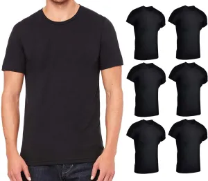BILLIONHATS 6 Pack Mens Cotton Short Sleeve Lightweight T-Shirts, Bulk Crew Tees for Guys, Black Colors Bulk Pack (6X-Large)