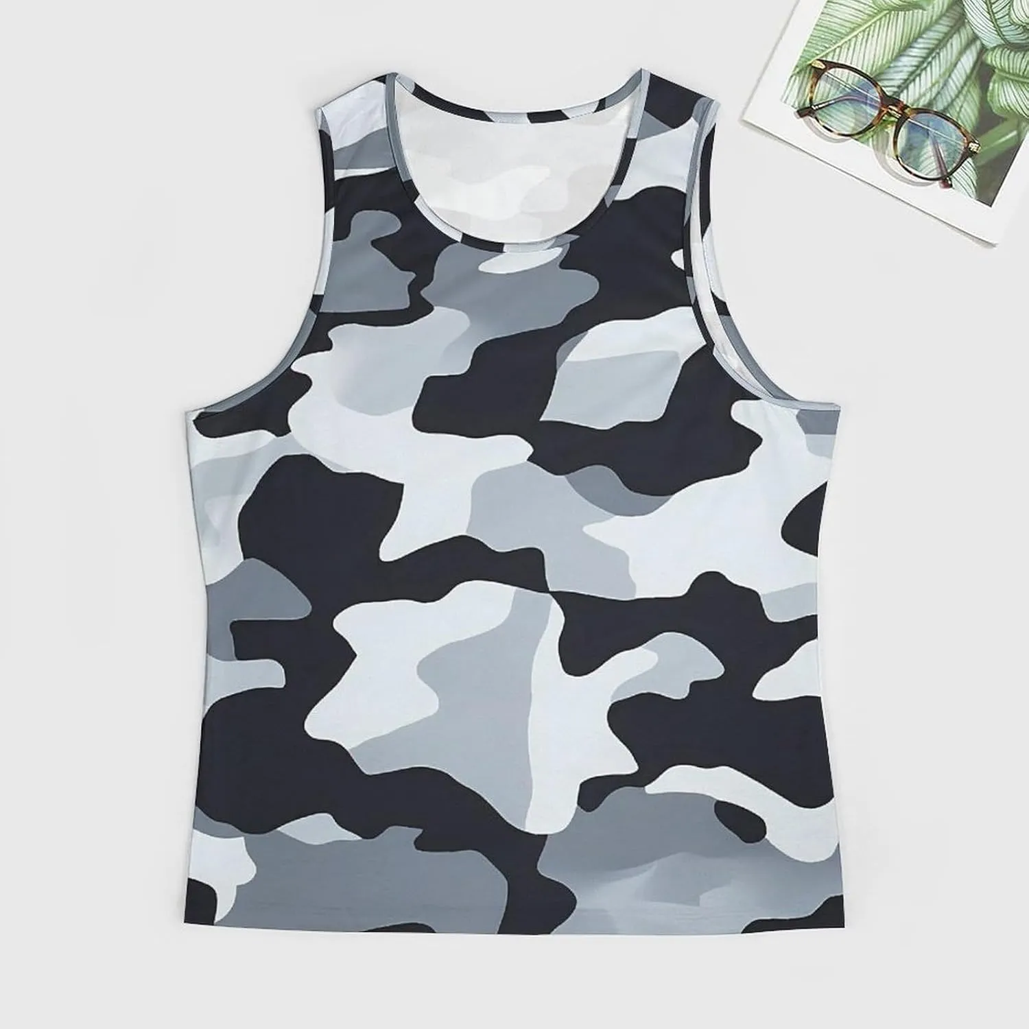Black Camouflage Men's Activewear Tank Tops Gym Sleeveless Muscle T Shirts Workout Tees Vest