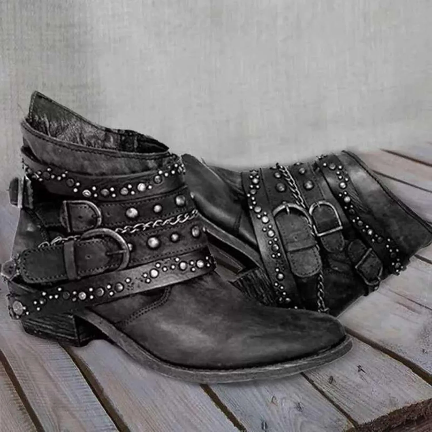 Black Cowboy Boots for Women Ankle Womens Lace Up Booties Ankle Boots for Women Dressy Wedge Bootie for Women Wide Width Slip On Soft Sole Pump Closed Toe Stacked Heel