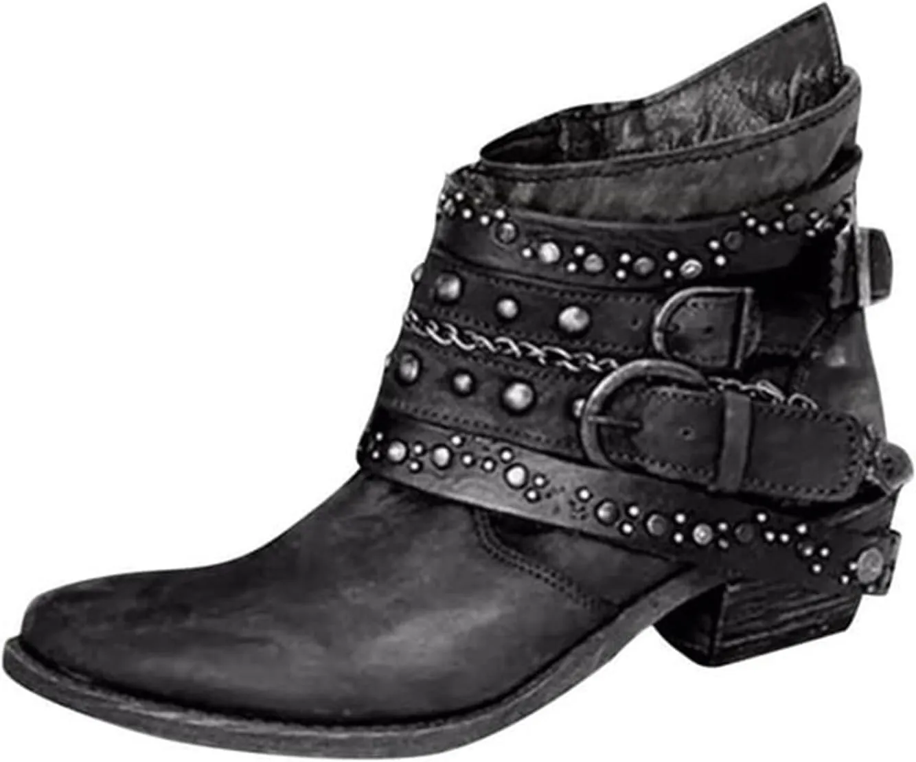 Black Cowboy Boots for Women Ankle Womens Lace Up Booties Ankle Boots for Women Dressy Wedge Bootie for Women Wide Width Slip On Soft Sole Pump Closed Toe Stacked Heel