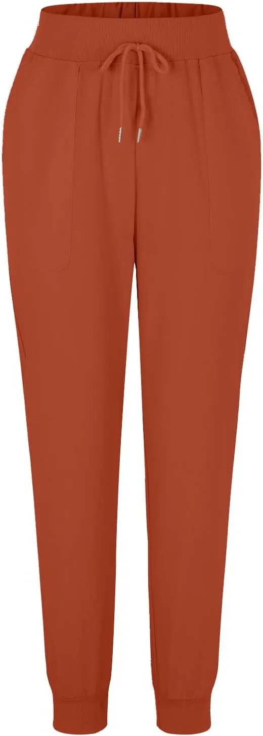 Black Linen Pants Women Tapered Summer Drawstring Elastic Waist High Waisted Lounge Sweatpants Casual Beach Trousers