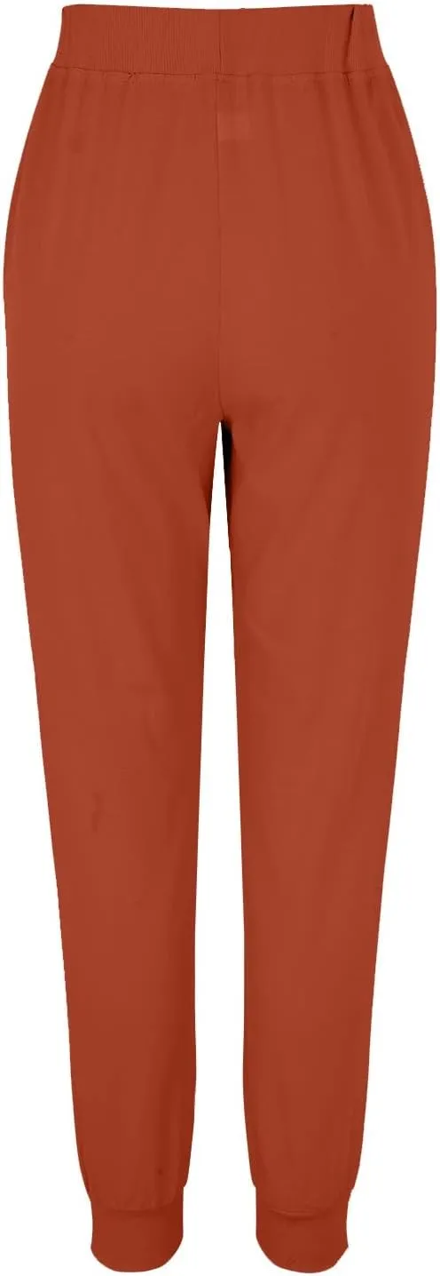 Black Linen Pants Women Tapered Summer Drawstring Elastic Waist High Waisted Lounge Sweatpants Casual Beach Trousers