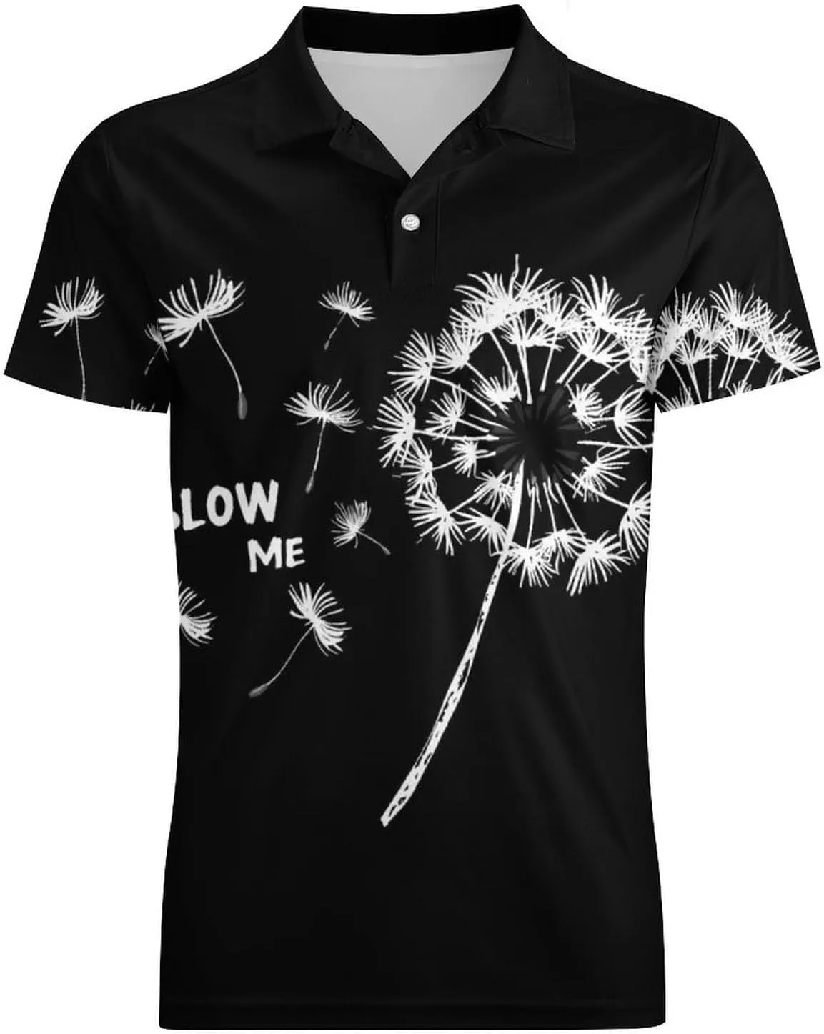 Blow Me Dandelion Classic Polo Shirts for Men Quick Dry Short Sleeve Fit Golf Tees Casual Tops