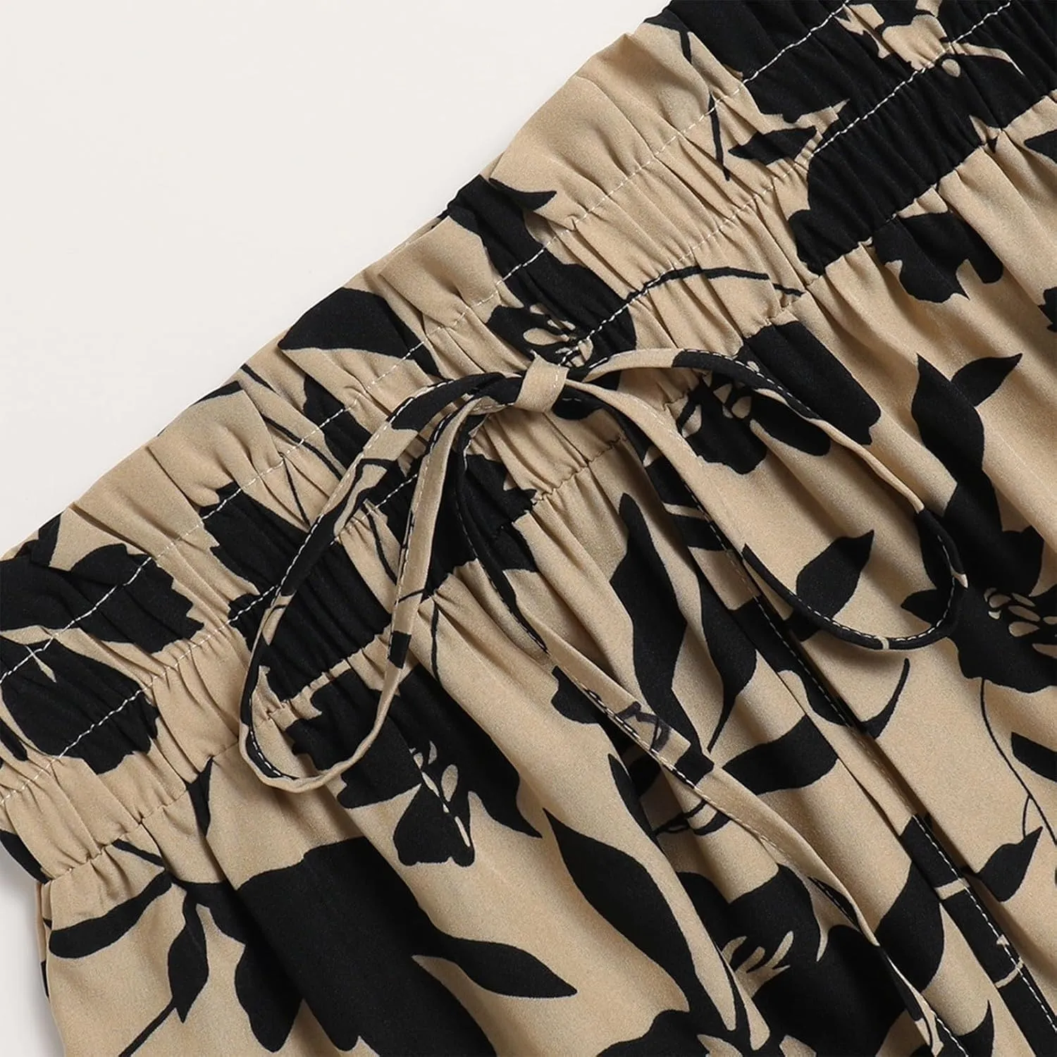 Boho Midi Skirts for Women A Line Pleated Tiered Floral Skirt Flowy Ruffle Hem Skater Skirt Summer Bohemian Clothes