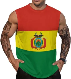 Bolivia-Flag Mens Sleeveless Tank Tops Workout Muscle Gym T-Shirts Slim Fit Crew Neck Tee Tops