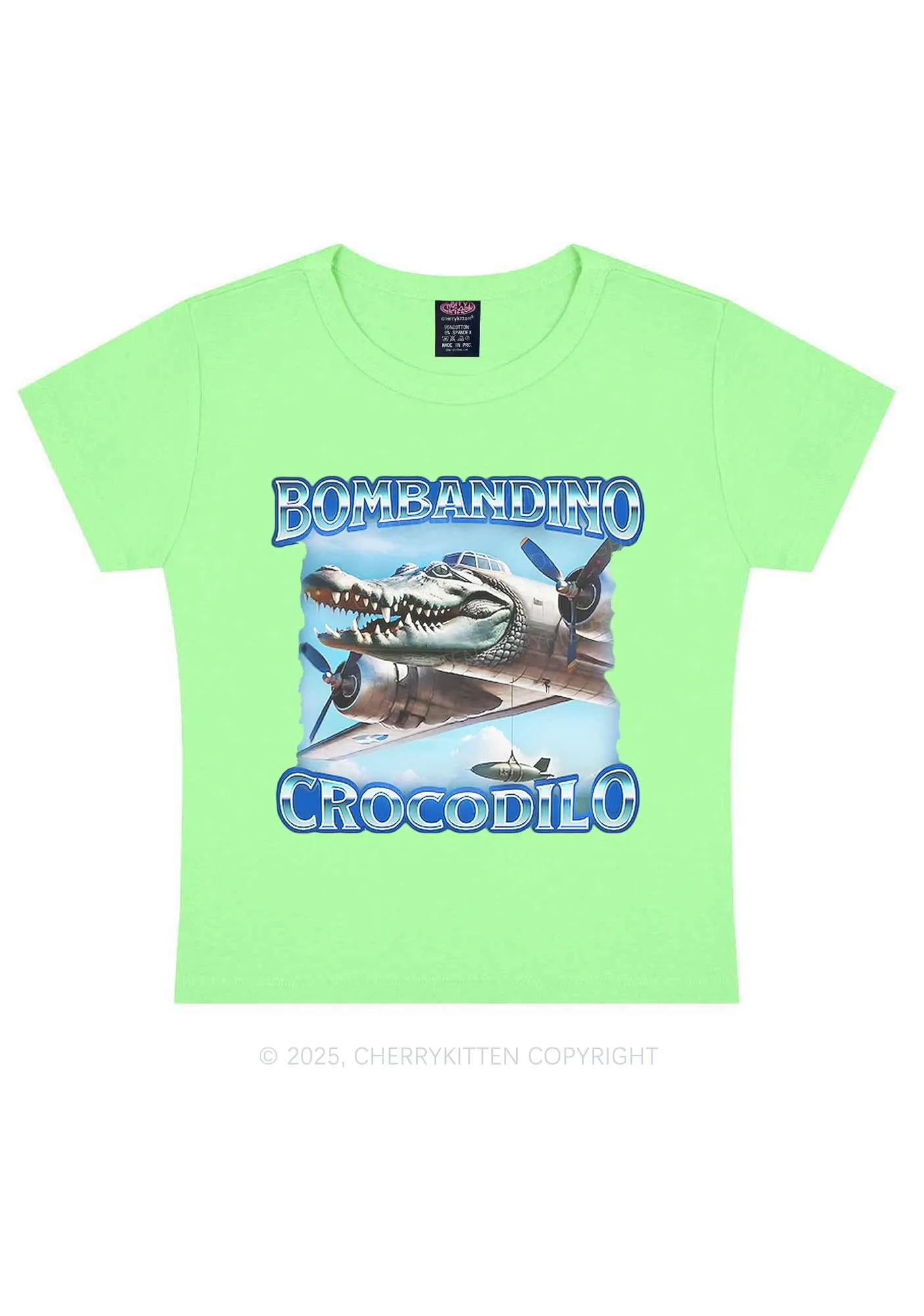 Bombandino Crocodilo Italian Brainrot Shirt Y2K Baby Tee Cherrykitten