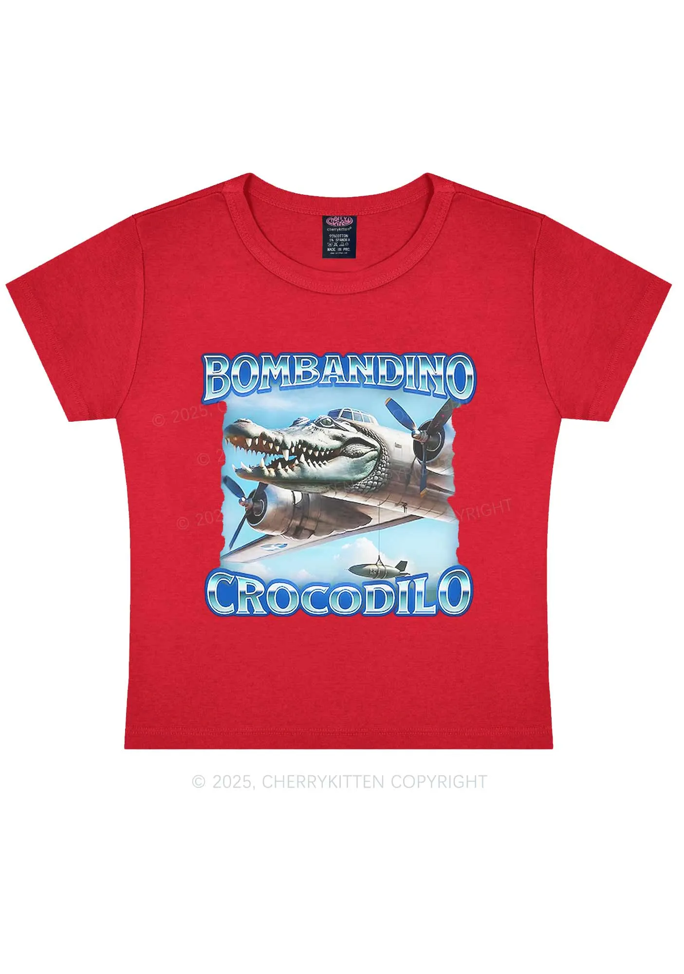 Bombandino Crocodilo Italian Brainrot Shirt Y2K Baby Tee Cherrykitten