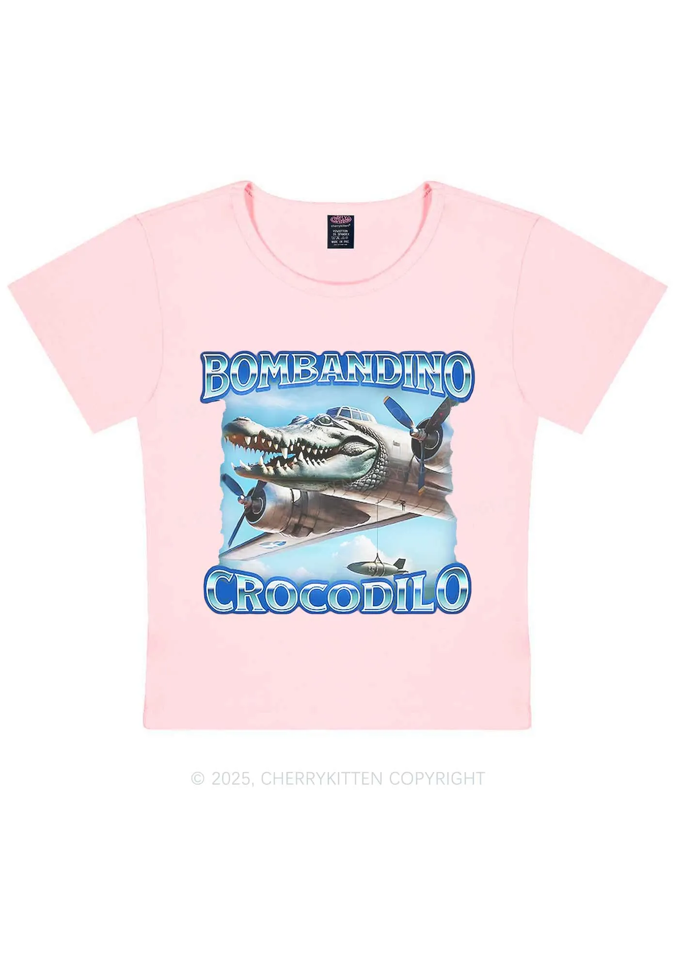 Bombandino Crocodilo Italian Brainrot Shirt Y2K Baby Tee Cherrykitten
