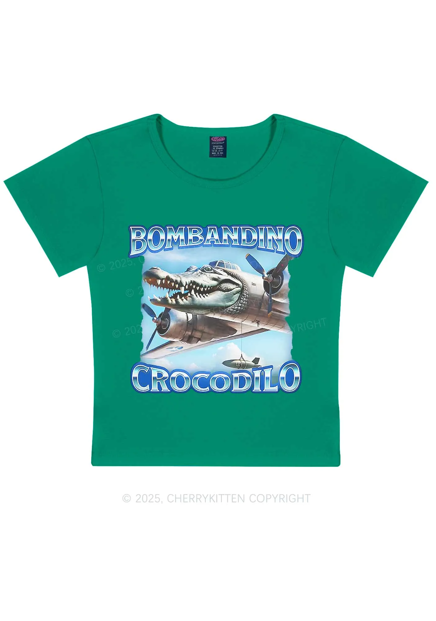Bombandino Crocodilo Italian Brainrot Shirt Y2K Baby Tee Cherrykitten