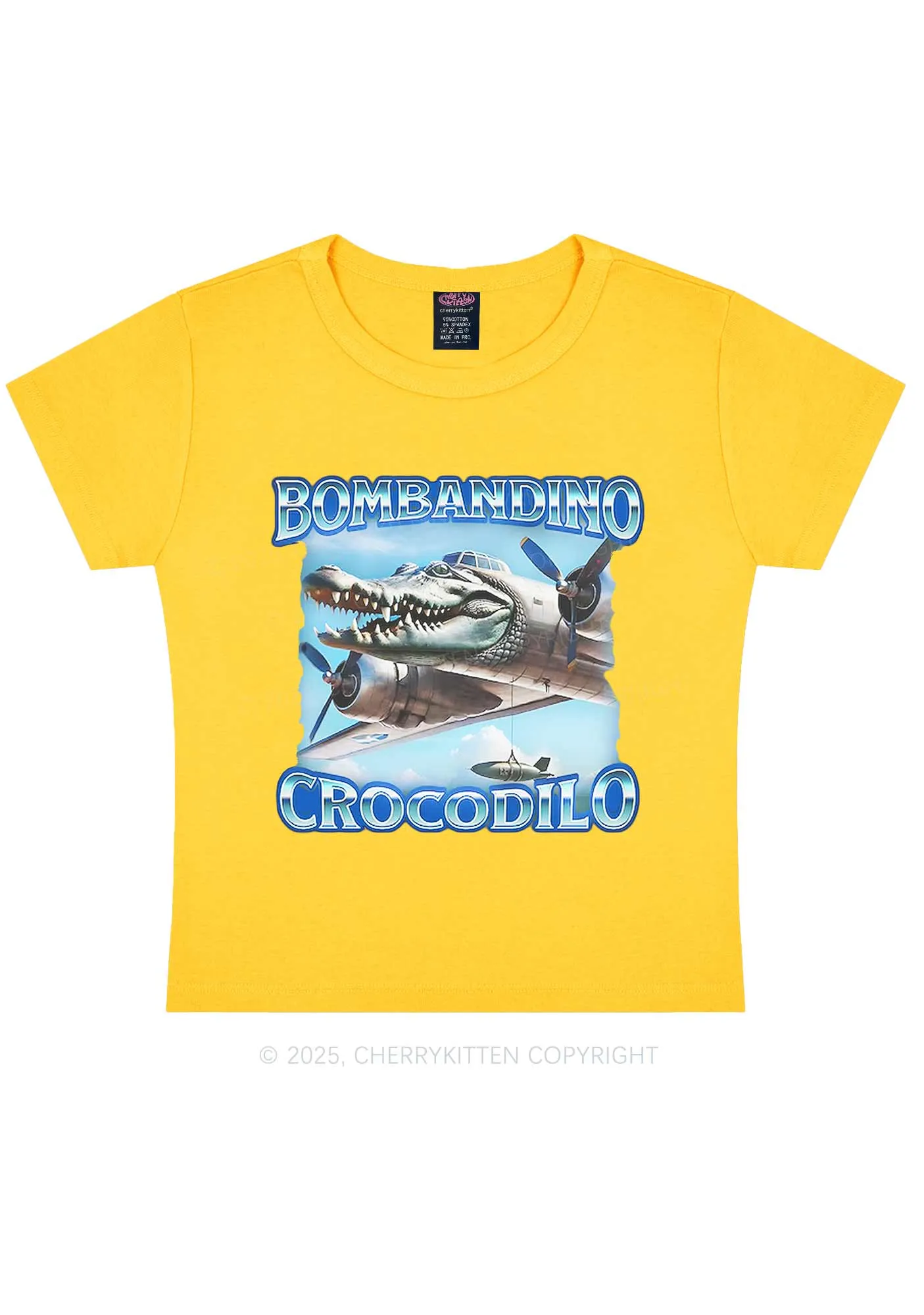 Bombandino Crocodilo Italian Brainrot Shirt Y2K Baby Tee Cherrykitten