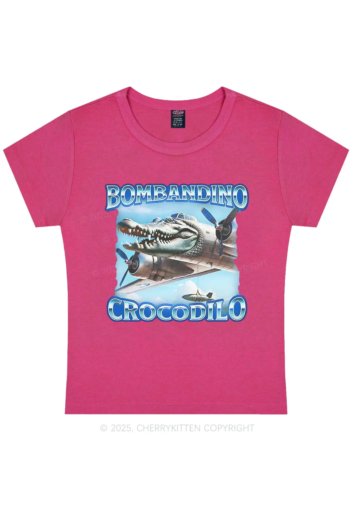 Bombandino Crocodilo Italian Brainrot Shirt Y2K Baby Tee Cherrykitten