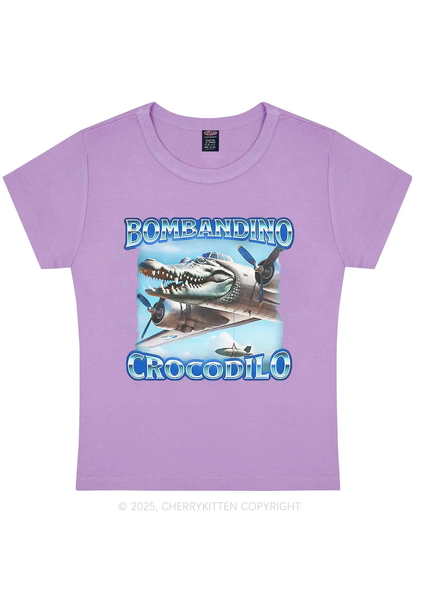 Bombandino Crocodilo Italian Brainrot Shirt Y2K Baby Tee Cherrykitten