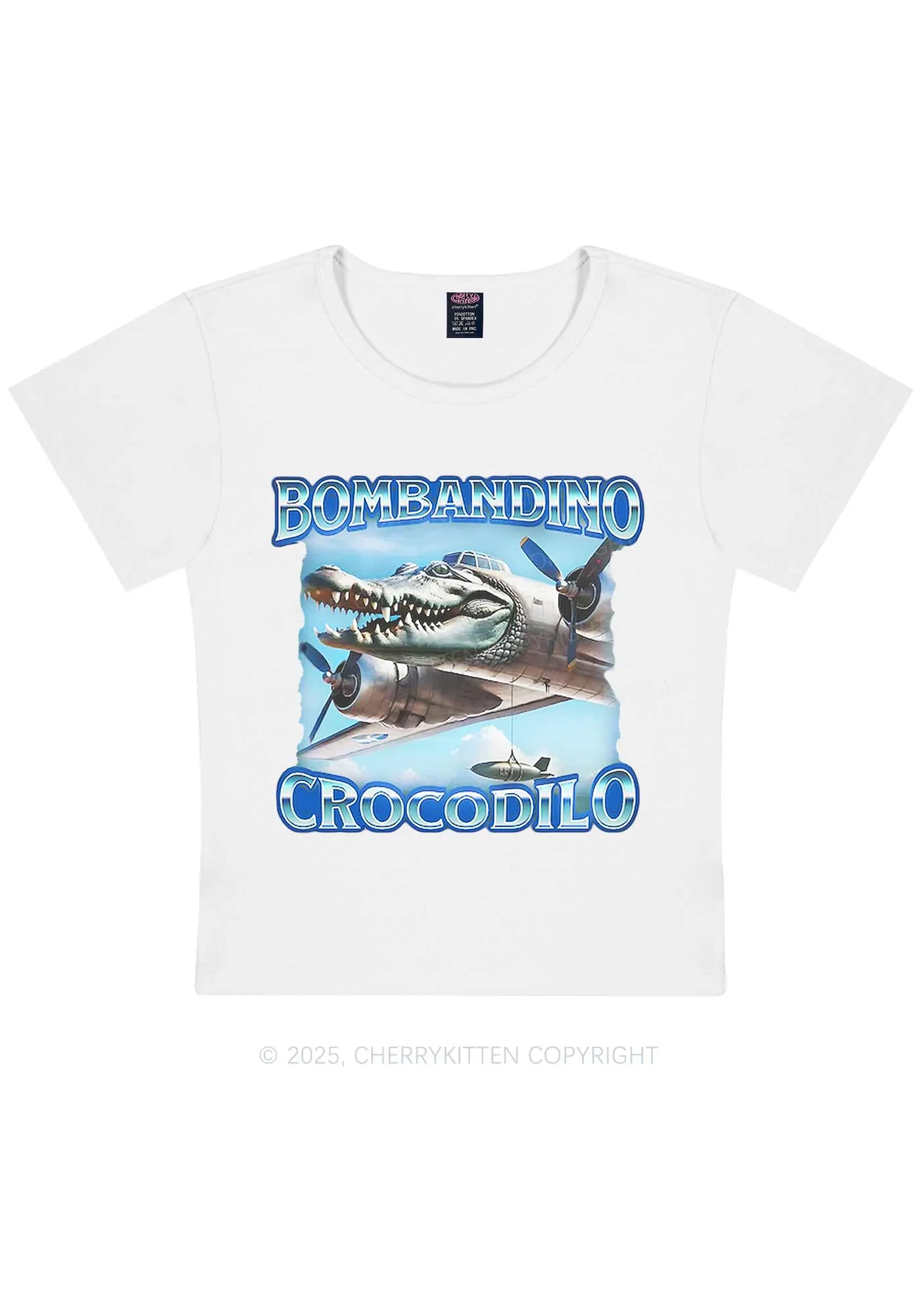 Bombandino Crocodilo Italian Brainrot Shirt Y2K Baby Tee Cherrykitten