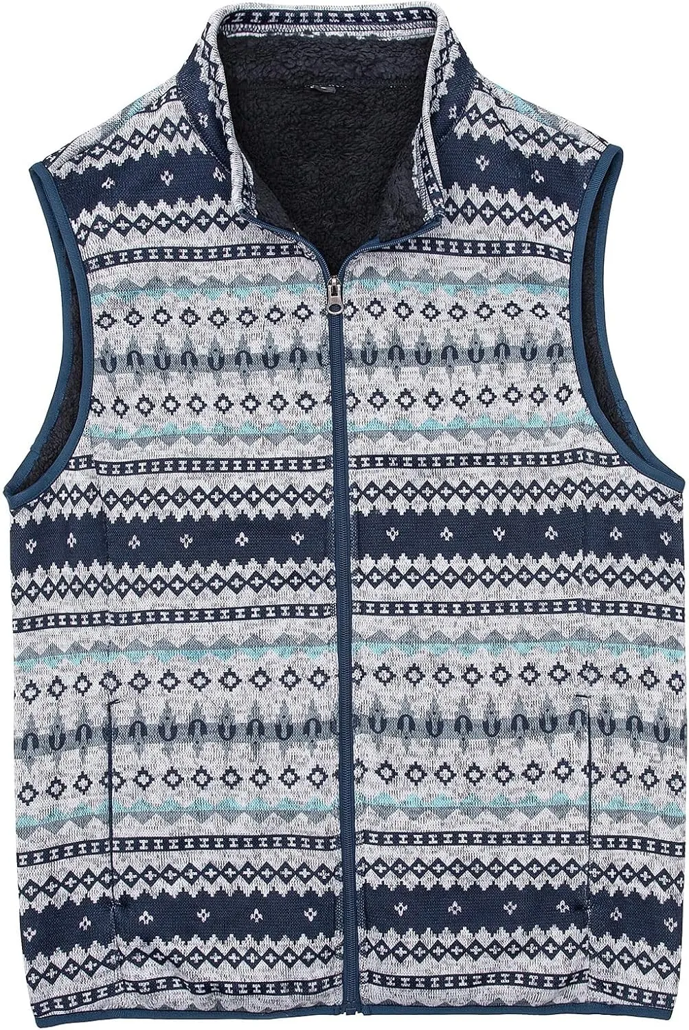 Bonnroth Mens Full Zip Sweater Fleece Vest, Sherpa Lined Stand Collar Vests with Pocket