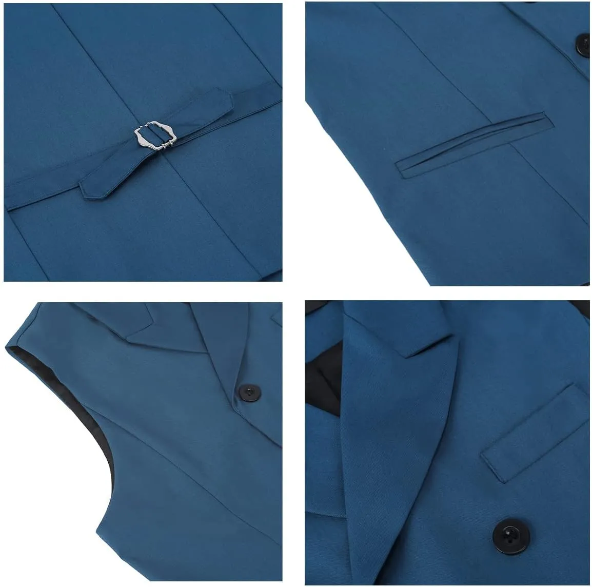 Boyland Men's Double Breasted Business Wedding Vests Dress Waistcoat 10 Buttons Closure V-Neck Suit Vest Slim Fit Plus Size