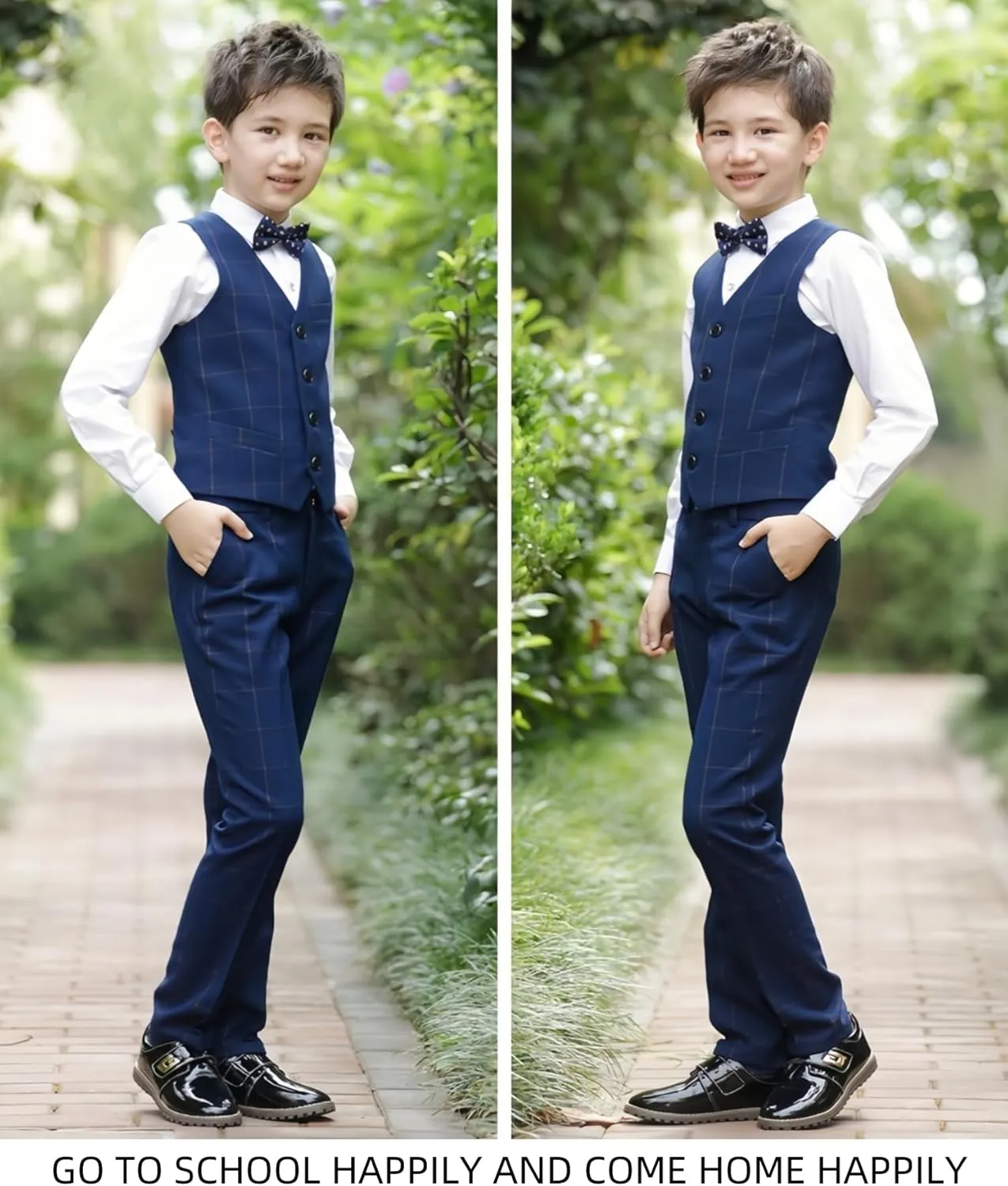 Boys' Suits 4PCs Vests Pants Shirts Bowtie Sets Child Tuxedos Outfits Suitable for Boys Aged 4-10 Years