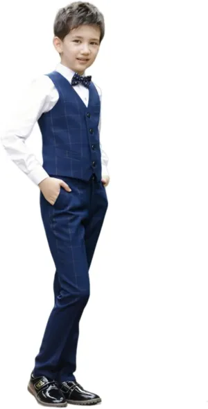 Boys' Suits 4PCs Vests Pants Shirts Bowtie Sets Child Tuxedos Outfits Suitable for Boys Aged 4-10 Years