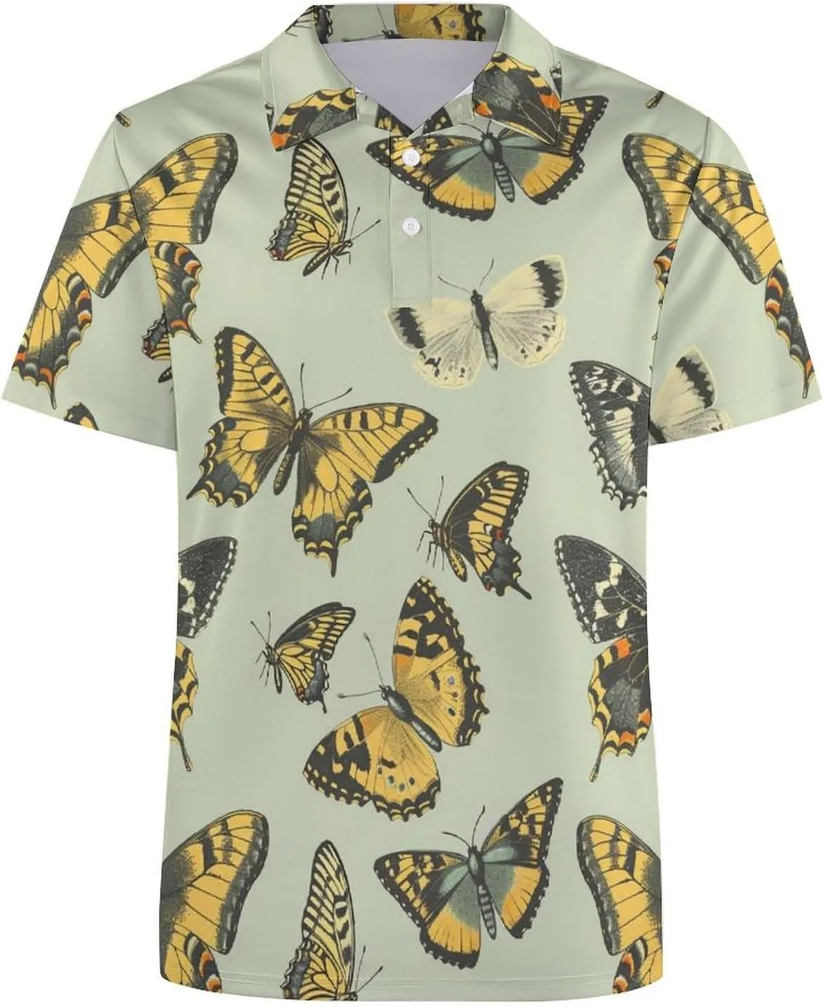 Butterfly Insect Mens Polo Shirts Quick Dry Short Sleeve T-shirts Slim Tennis Collared Tees Tops