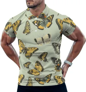 Butterfly Insect Mens Polo Shirts Quick Dry Short Sleeve T-shirts Slim Tennis Collared Tees Tops