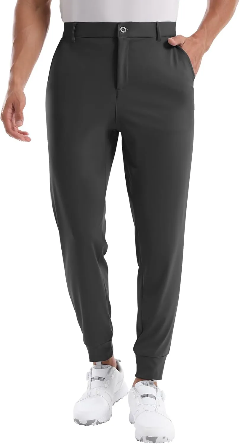 CANGHPGIN Mens Athletic Joggers with Zipper Pockets Lightweight Golf Pants Men Stretch Relaxed Fit Tapered Work Travel Pants