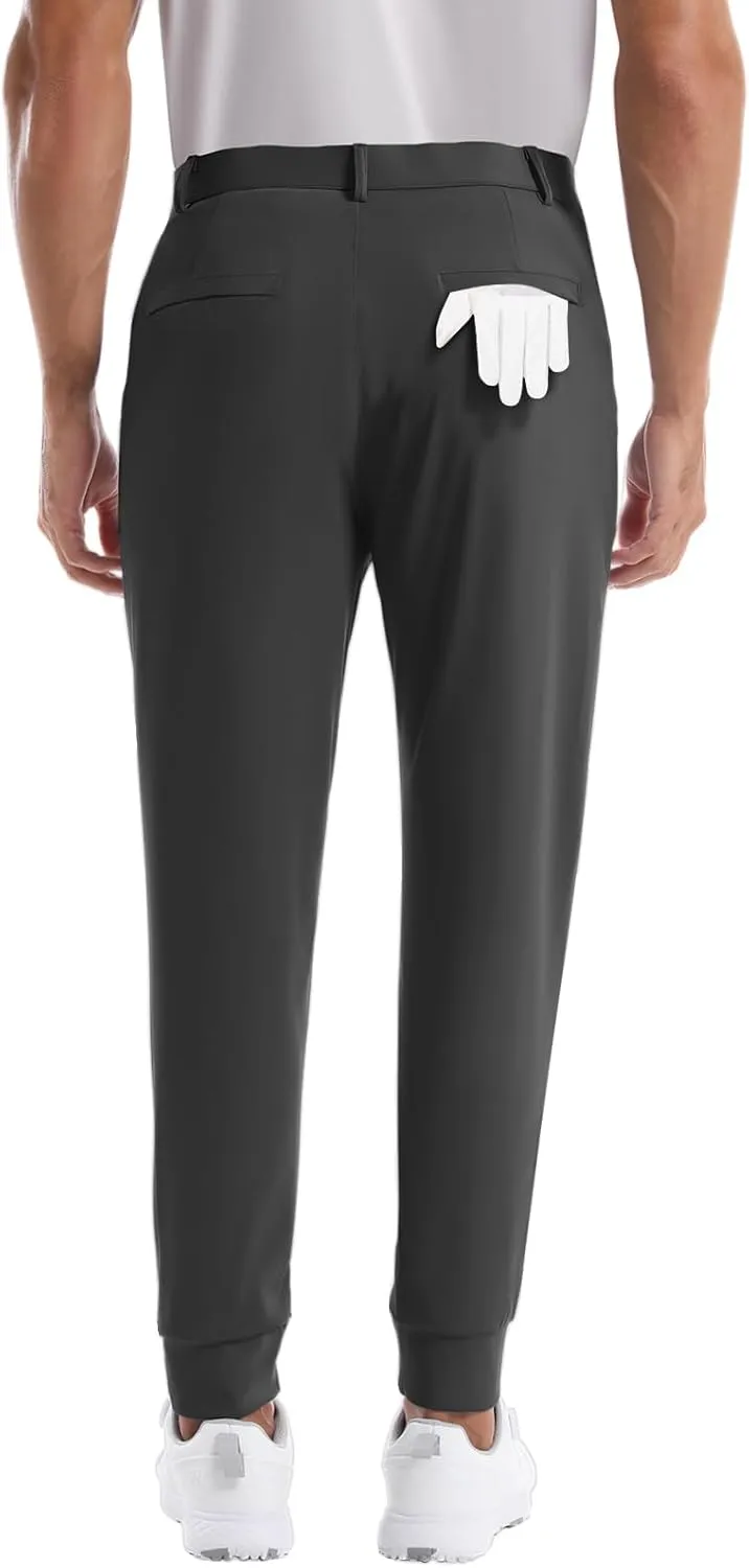 CANGHPGIN Mens Athletic Joggers with Zipper Pockets Lightweight Golf Pants Men Stretch Relaxed Fit Tapered Work Travel Pants